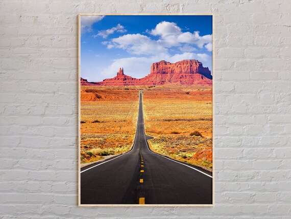 Monument Valley Desert Highway Red Rock Buttes Landscape Photo Poster