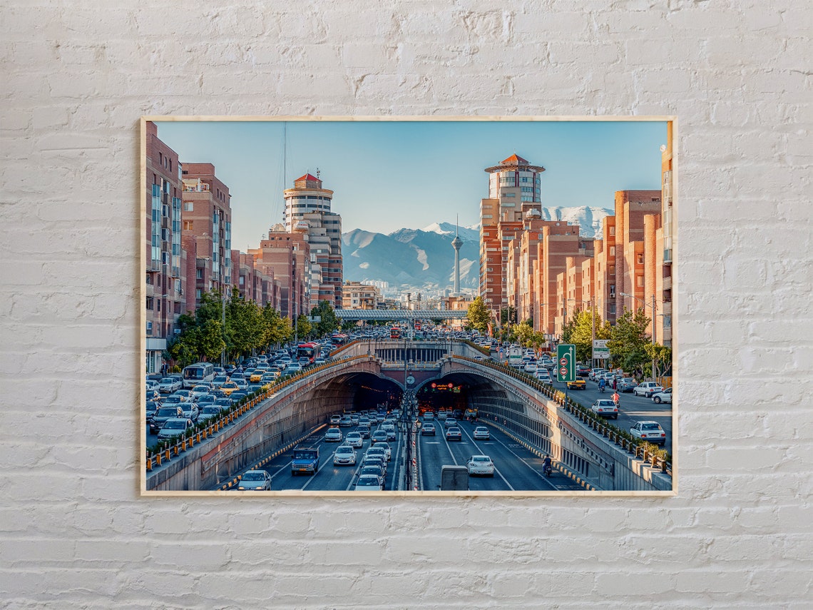 Tehran City Traffic Through Highway Tunnel Real Photo Poster