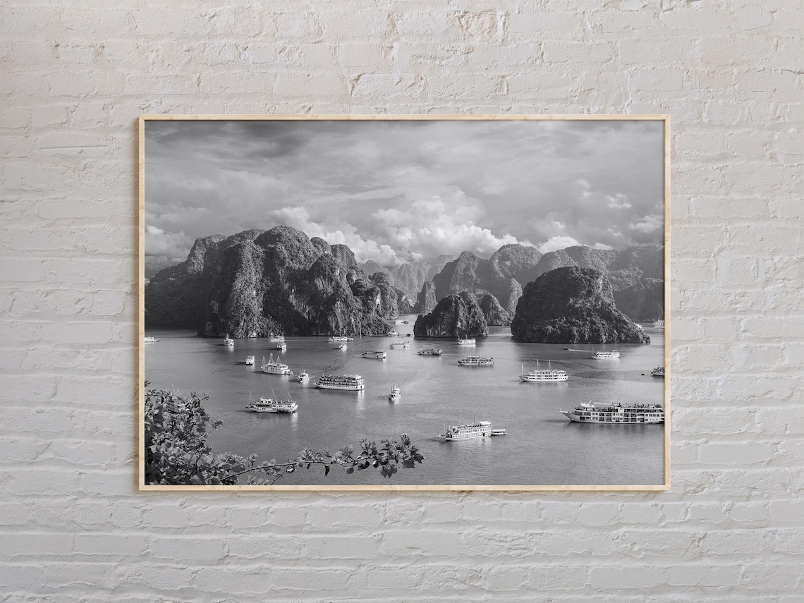 Vietnam Black and White Travel Poster, Asia Wall Art