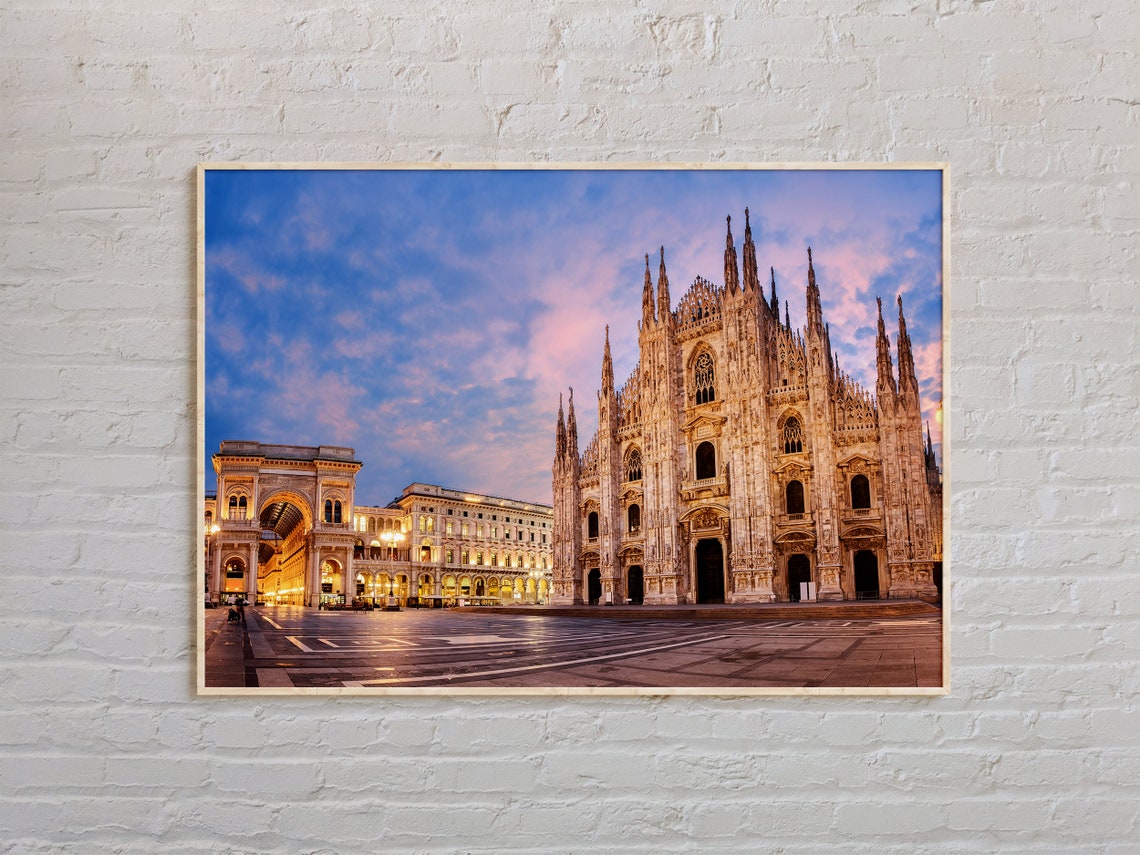 Milan Cathedral Duomo at Sunset Real Photo Italy Travel Poster