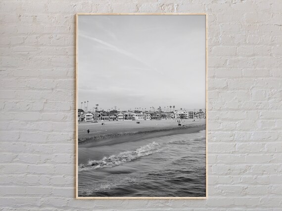 Black And White Seal Beach Print Wall Art Poster Photo Decor Usa