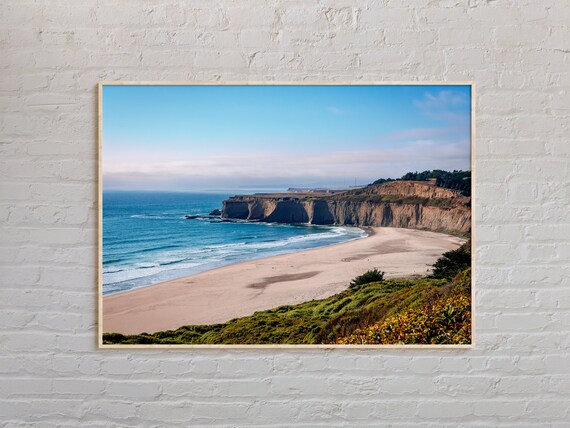 Half Moon Bay Cliffs Sandy Beach California Coast Photo Poster