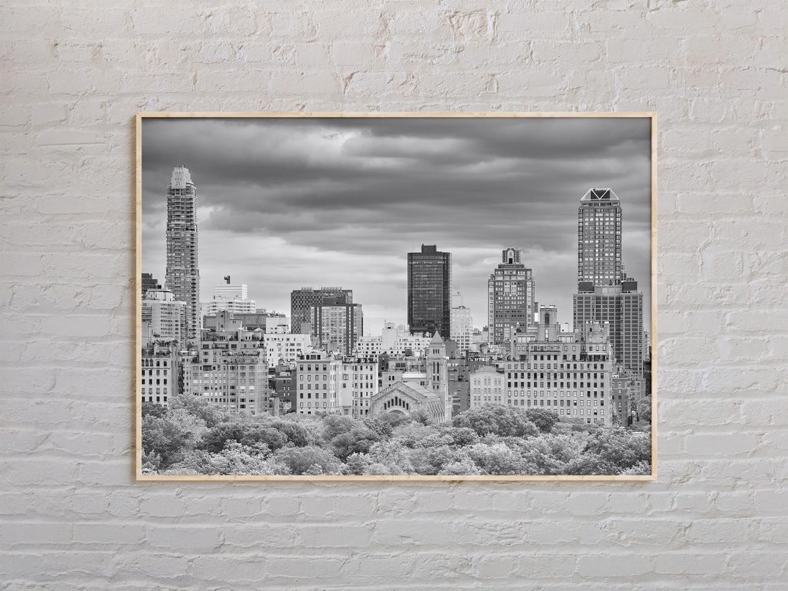 New York City Upper East Side Skyline Over Central Park Trees Poster