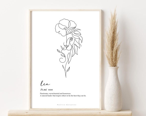 Leo Zodiac Print Star Sign Poster Zodiac Gifts Leo Poster Astrology Poster Leo Illustration Horoscope Art