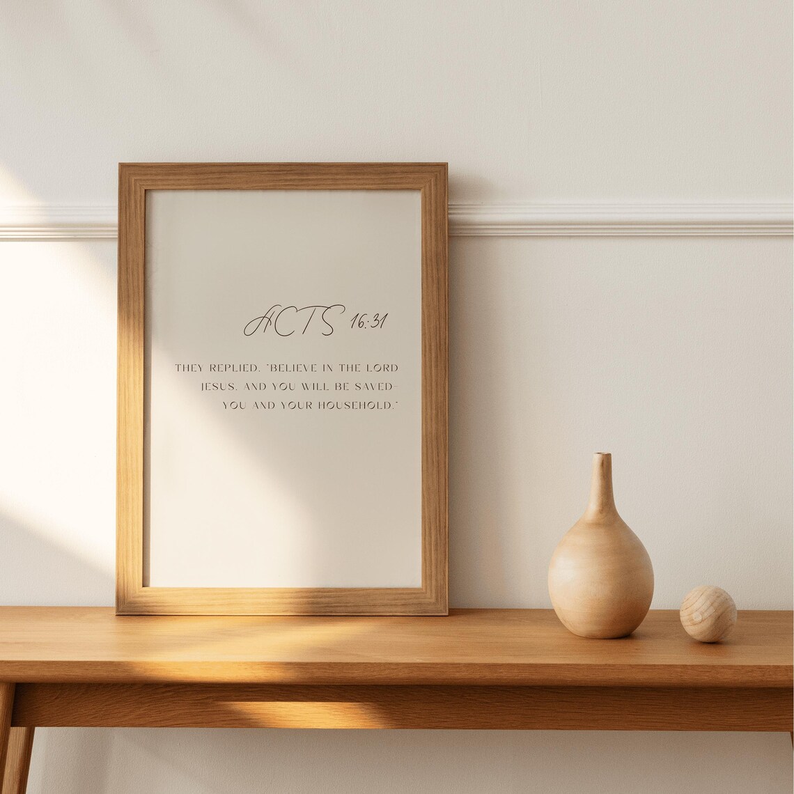 Acts 16:31 Christian Faith, Bible Verse Art Print - Image 2