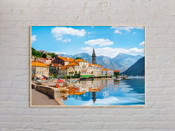 Perast Montenegro Bay Town Orange Roofs Reflection Photo Poster