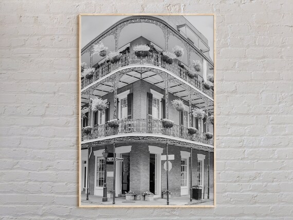 New Orleans French Quarter Balcony Black And White Photo Poster