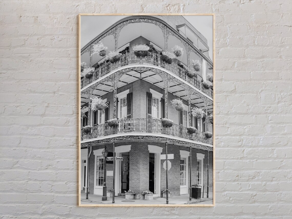 New Orleans French Quarter Balcony Black And White Photo Poster