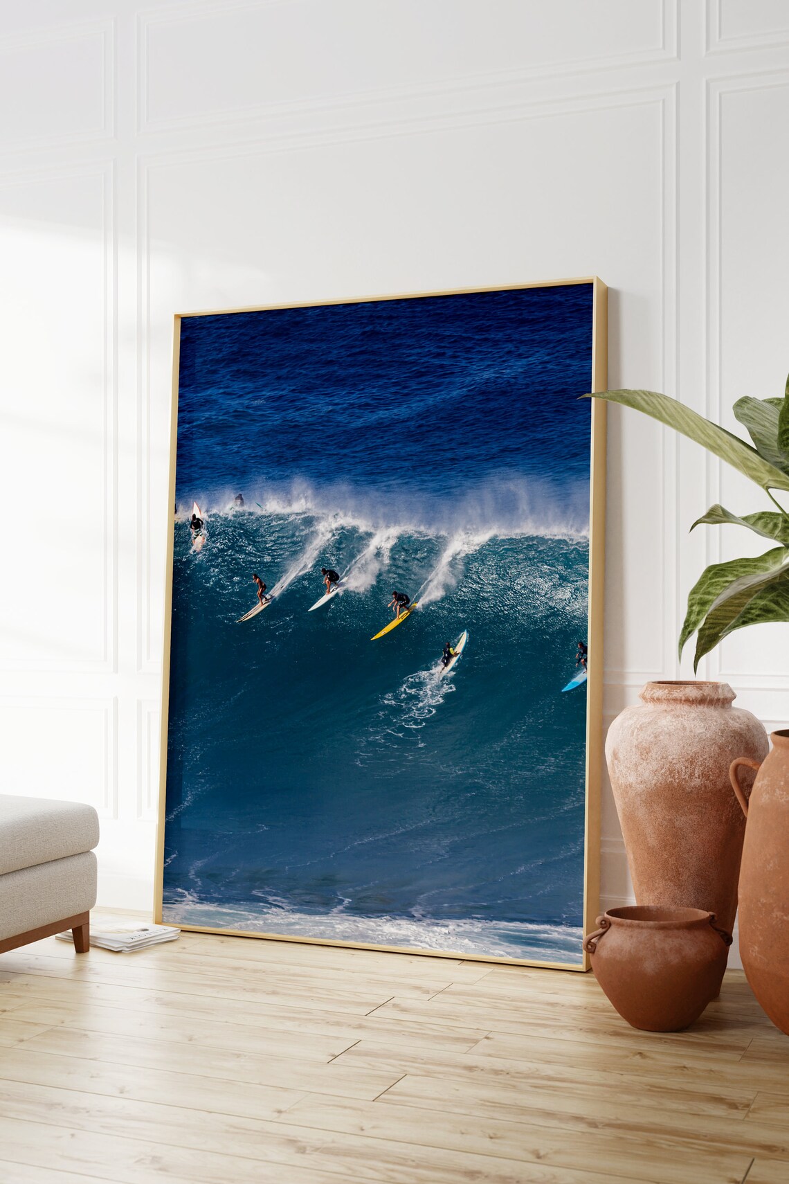 Hawaii Big Wave Surfers Deep Blue Ocean Action Photography Poster - Image 2