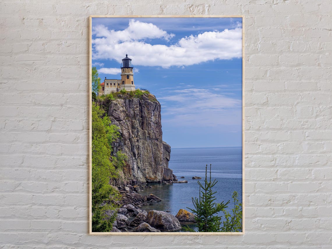 Split Rock Lighthouse Minnesota Cliff Lake Superior Real Photo Poster