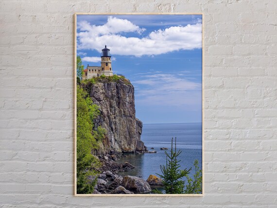 Split Rock Lighthouse Minnesota Cliff Lake Superior Real Photo Poster