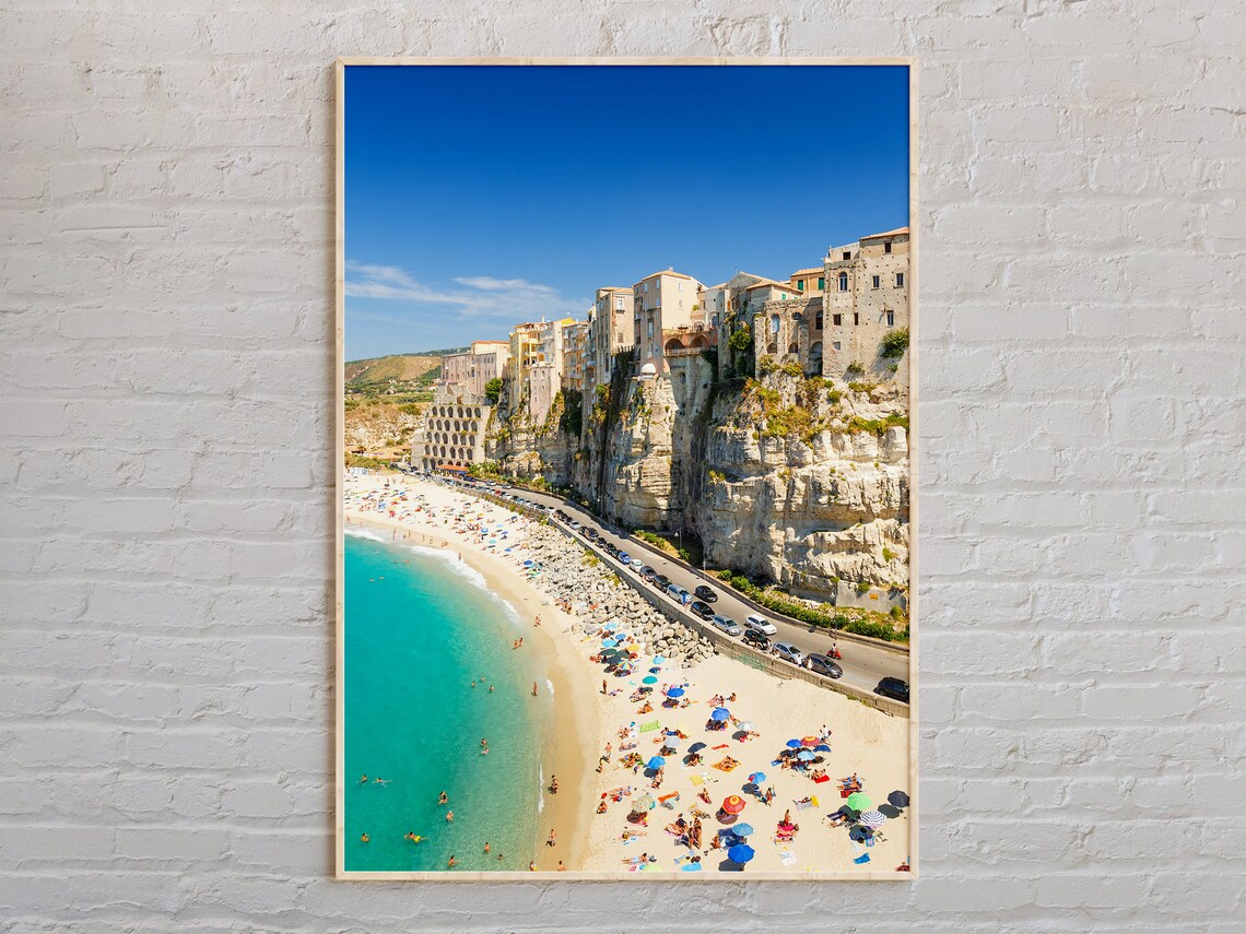 Tropea Calabria Italy Cliffside Beach Aerial Summer Photo Poster