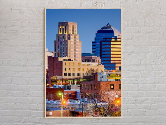 Durham North Carolina Downtown Skyline at Dusk City Photo Poster