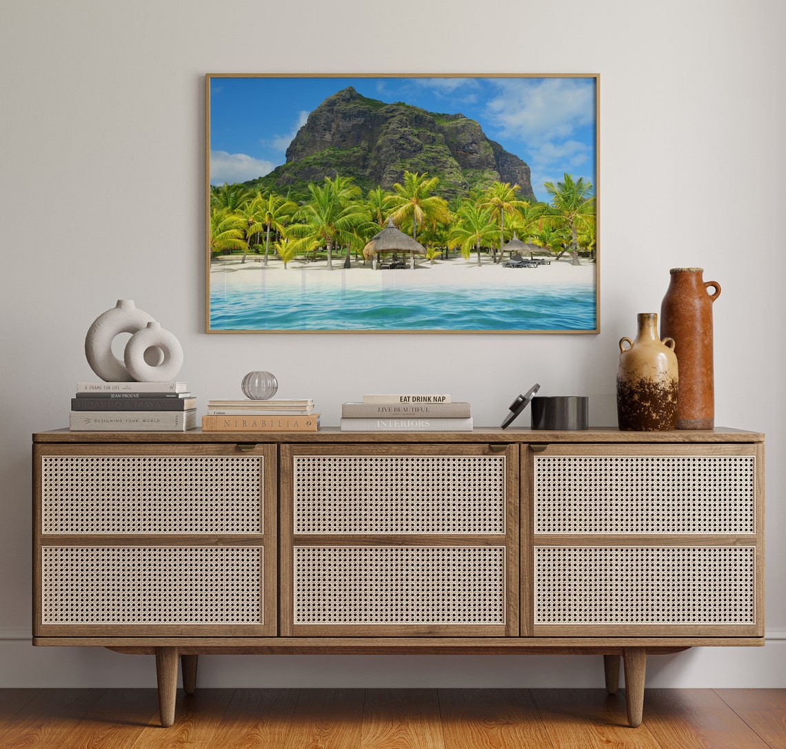 Mauritius Beach Le Morne Palm Trees Turquoise Indian Ocean Poster - Image 4