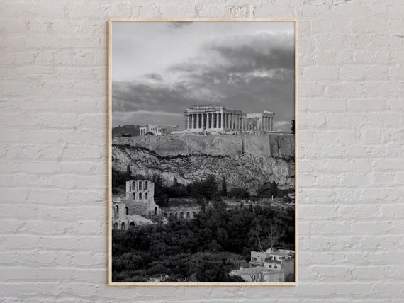 Black and White Athens Travel Poster, Greece