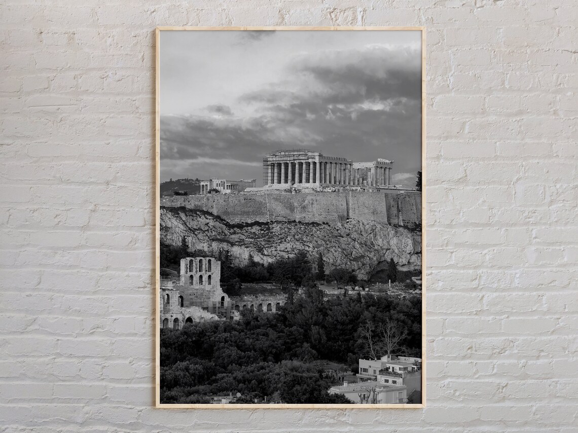 Black and White Athens Travel Poster, Greece