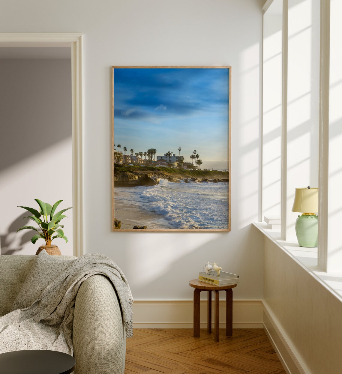 Sunny San Diego La Jolla Coastline Palms and Cliffs Beach Poster - Image 5