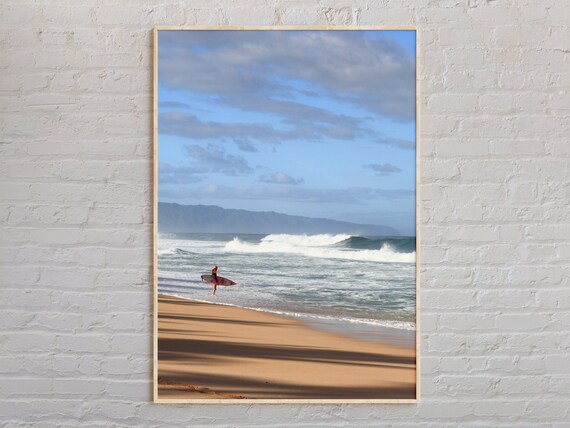 Hawaii Beach Surfer Ocean Wave Golden Sand Surf Photo Poster