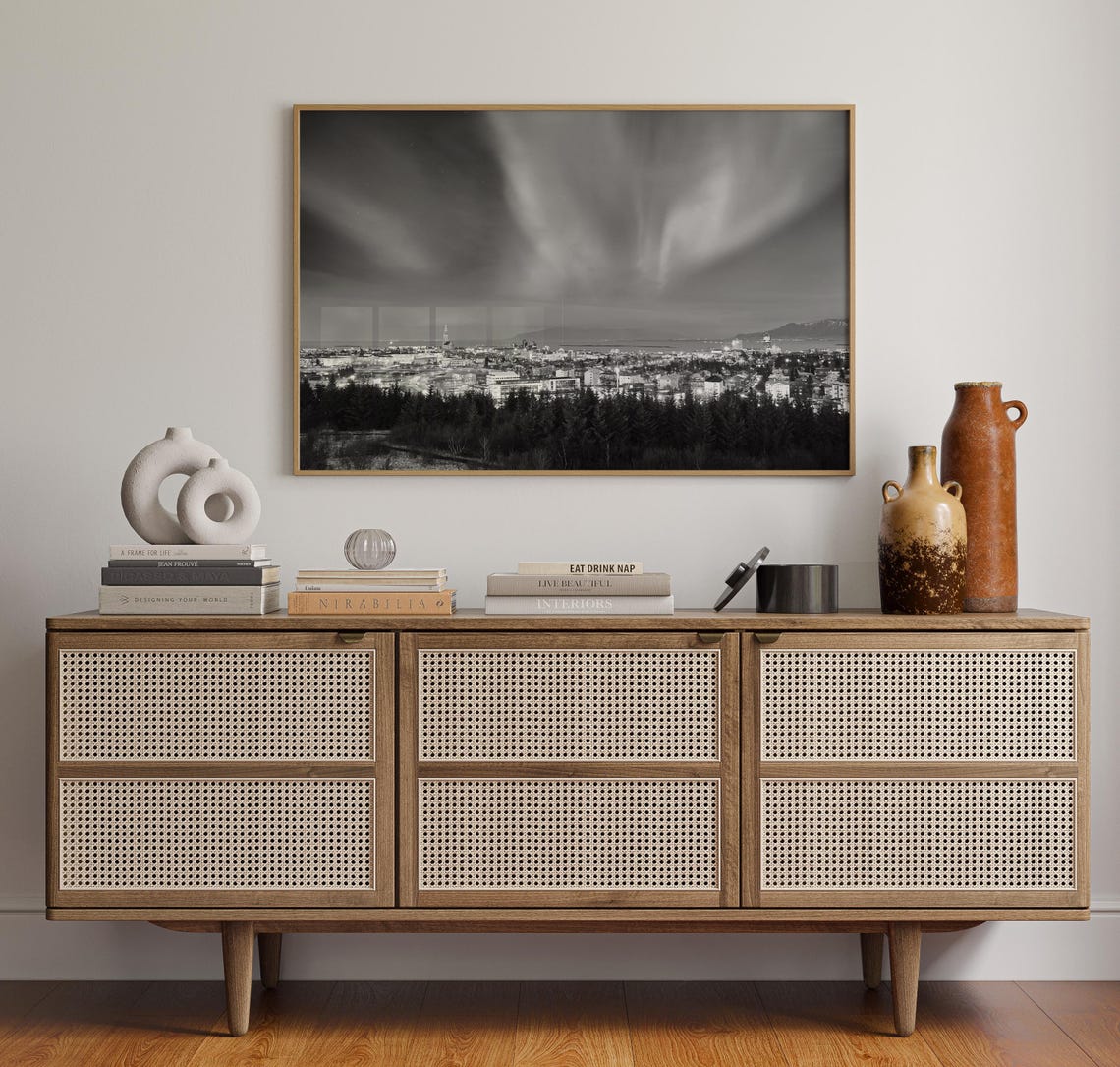 Reykjavik Iceland Northern Lights Night Sky Photo Landscape Poster - Image 4