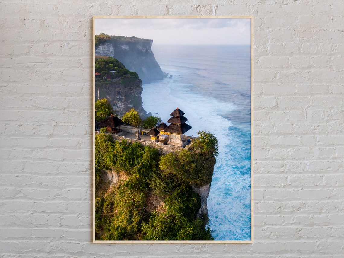 Uluwatu Temple Bali Cliff Ocean Sunset View Real Photo Poster