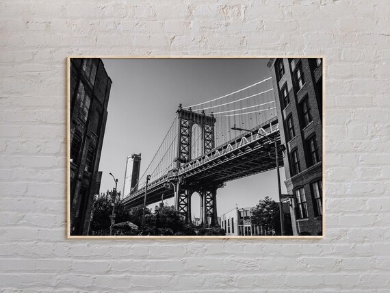 Manhattan Bridge Brooklyn Poster Black White New York City Street Art