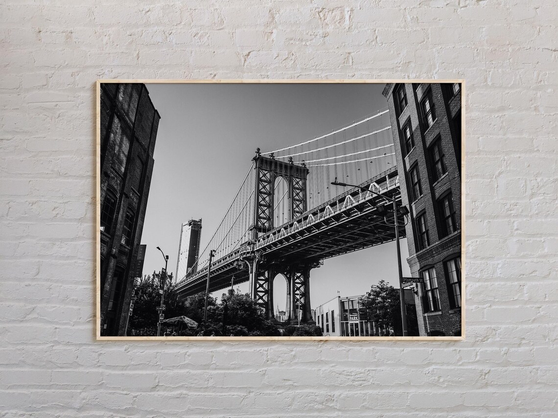 Manhattan Bridge Brooklyn Poster Black White New York City Street Art