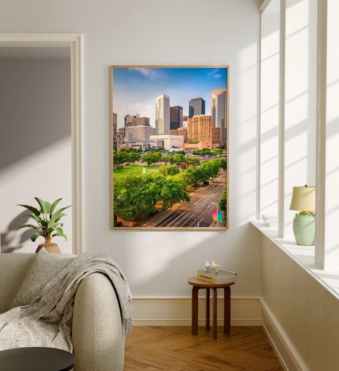 Houston Texas Downtown Skyline over Green Discovery Park Poster - Image 5