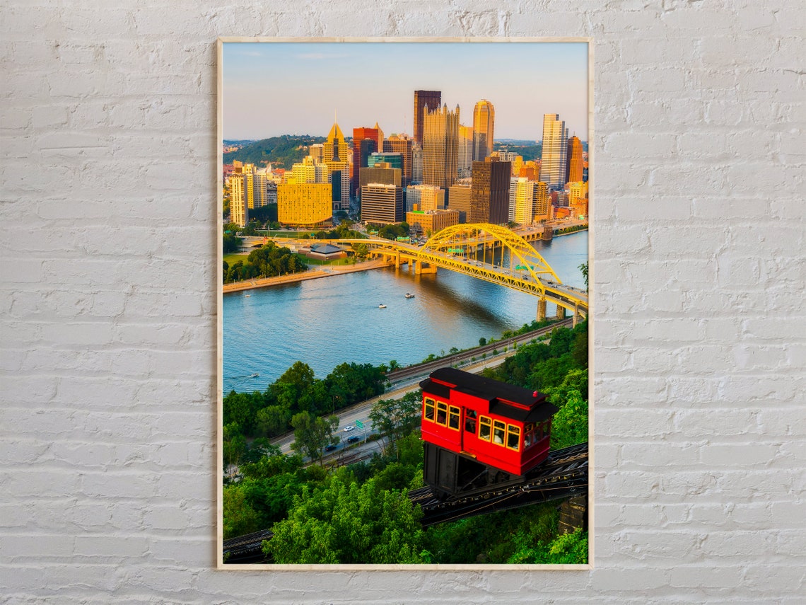Pittsburgh Pennsylvania Skyline Incline Bridges River Poster