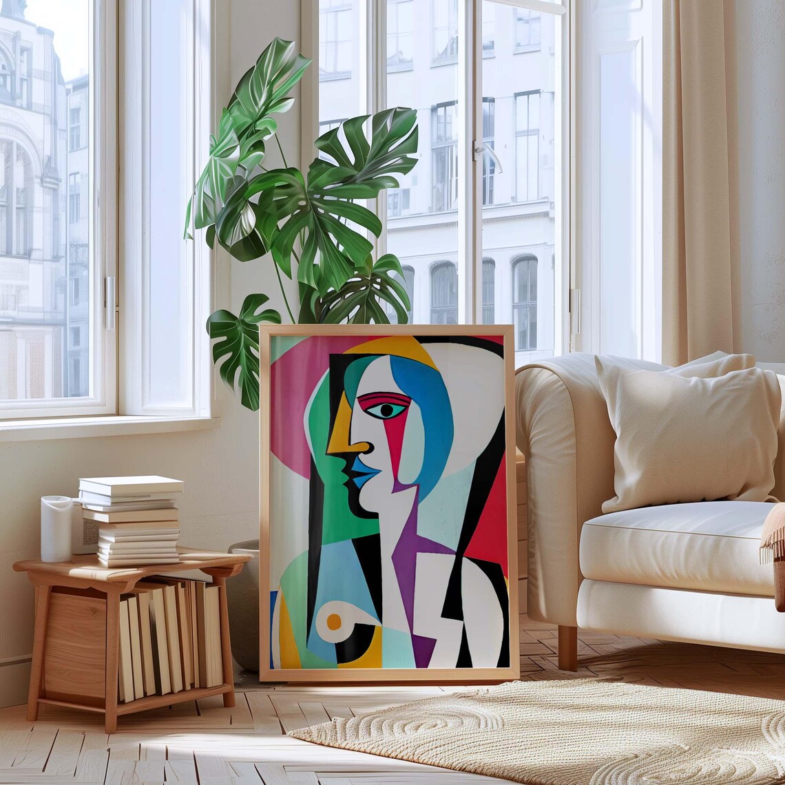Pablo Picasso Style Colorful Cubist Portrait Geometric Art Poster - Image 4