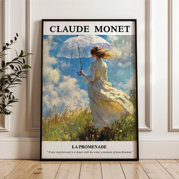 Monet Inspired Woman with Parasol La Promenade Meadow Poster