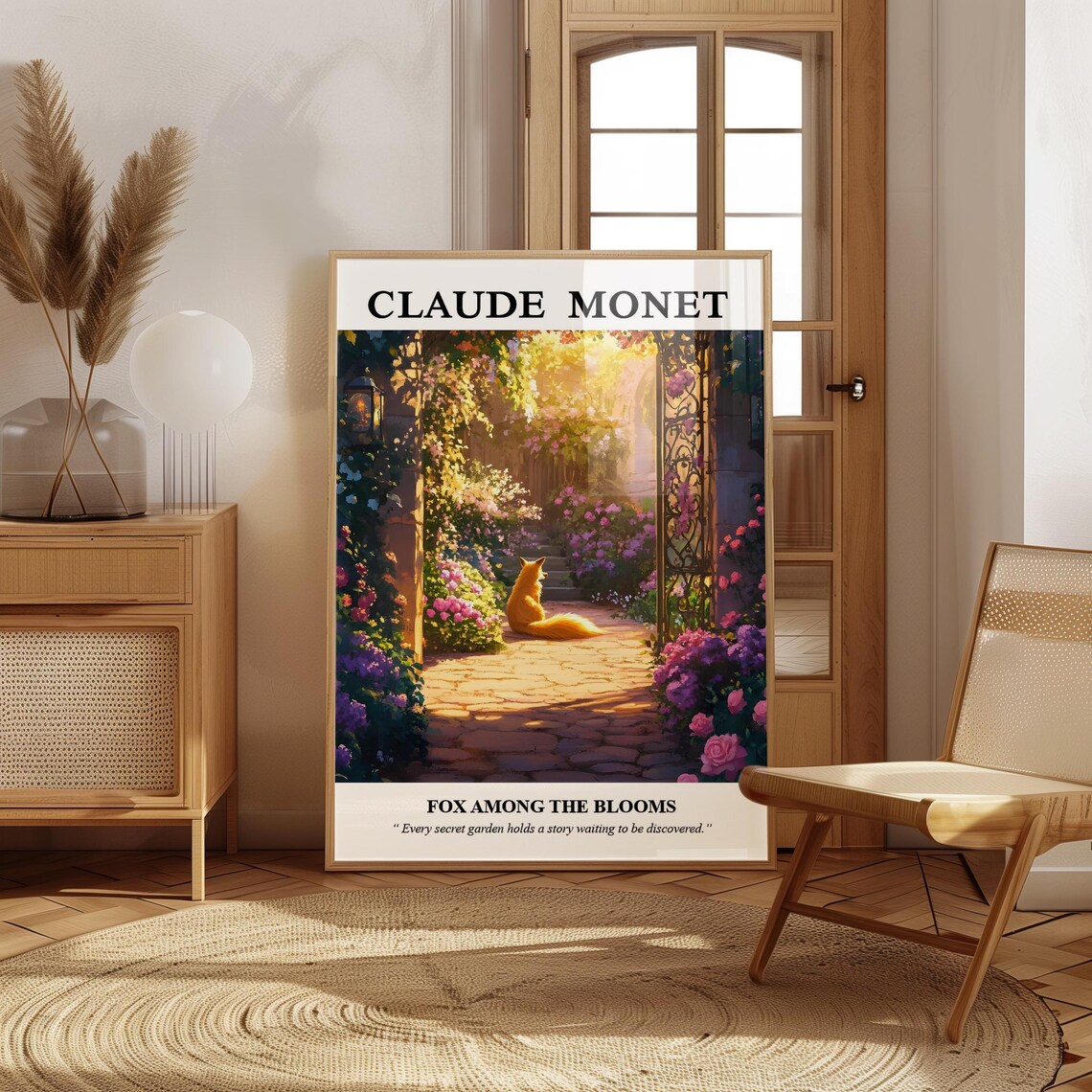Monet Inspired Fox Resting in a Flowering Secret Garden Poster - Image 3