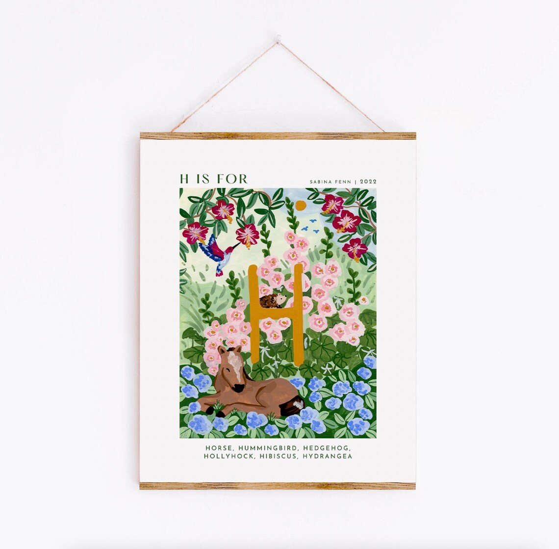 Monogram H Art Print, Alphabet Nursery Decor - Image 3
