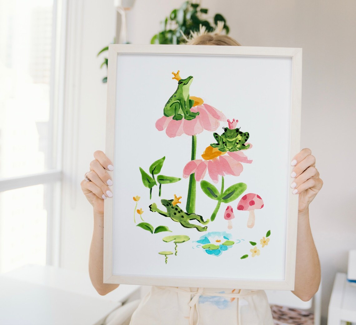 Fairytale Frogs Art Print, Little Girls Room Decor - Image 2