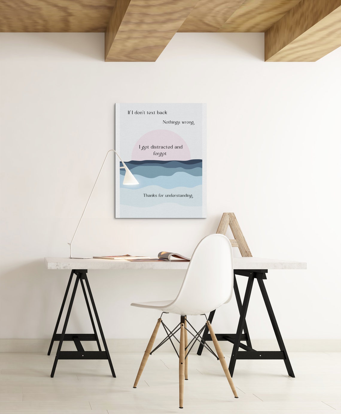 If I Dont Text Back Funny Distracted Sunset Ocean Quote Poster - Image 2