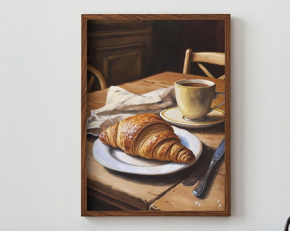 Croissant At Cafe Artwork Print At Home Wall Art Wall Art Print Instant Art