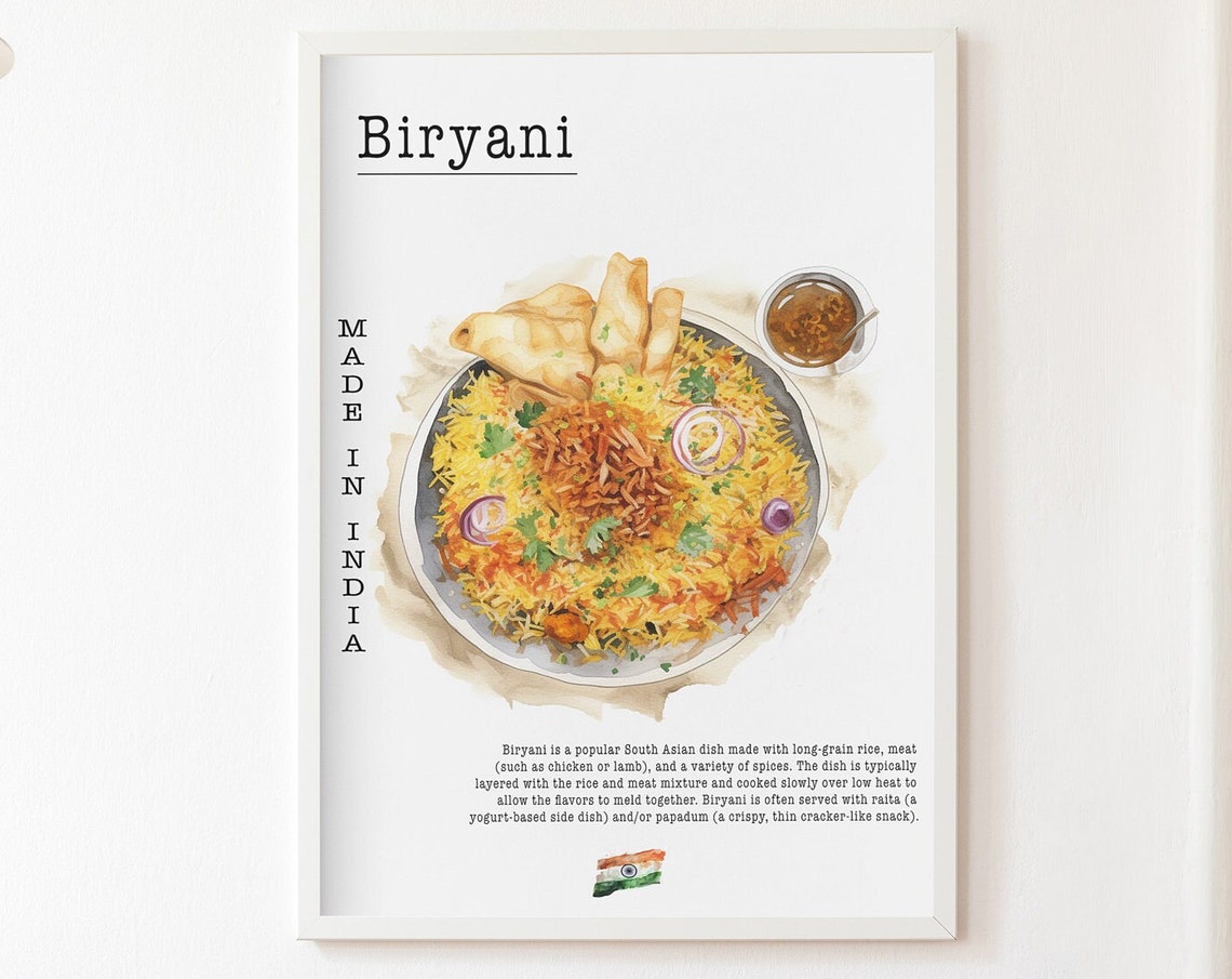 Classic Indian Biryani Spiced Rice Dish Recipe Kitchen Wall Art