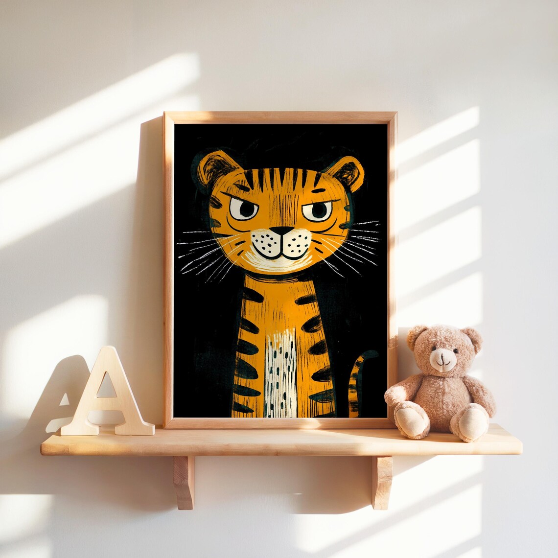 Tiger Art Print Nursery Decor Kids Room Cute Animal Illustration Wall Modern