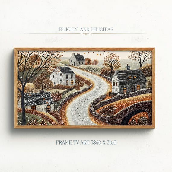 Moody Autumn Village Frame Tv Art Fall Landscape Tv Art Cozy Season Decor Cottagecore Decor Farmhouse Art