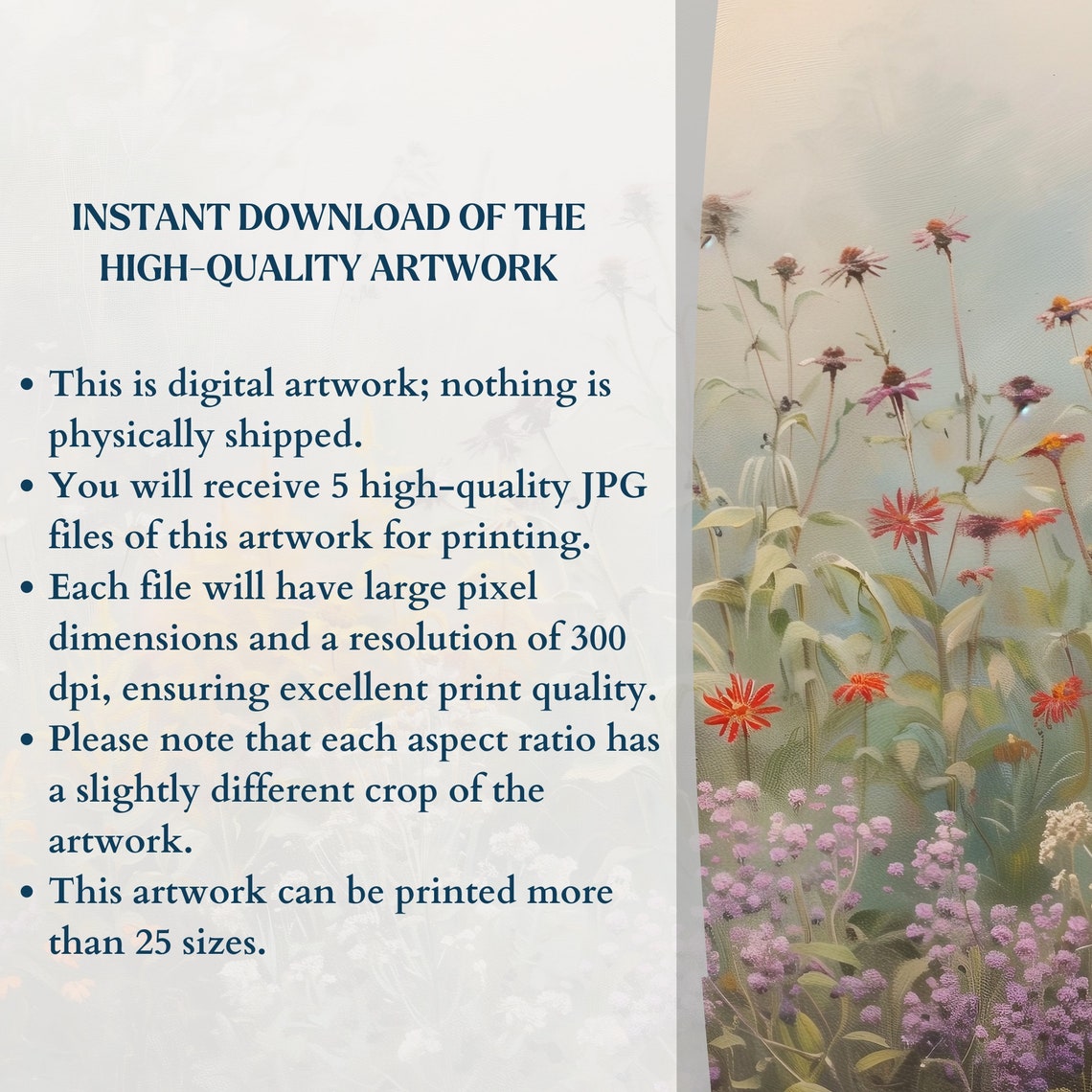 Country Garden Wildflower Meadow Painting Vintage Floral Poster - Image 3