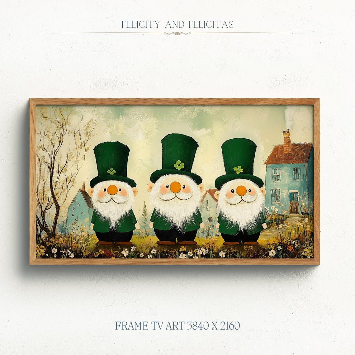 Gnomes Vintage St Patricks Day Frame Tv Art Cute St Patricks Tv Art St Patricks Day Decor Home Decor
