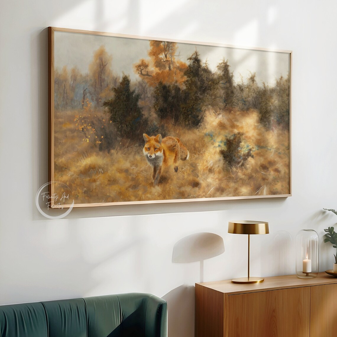 Fox Walking Through Golden Autumn Meadow Painterly Art Poster - Image 6