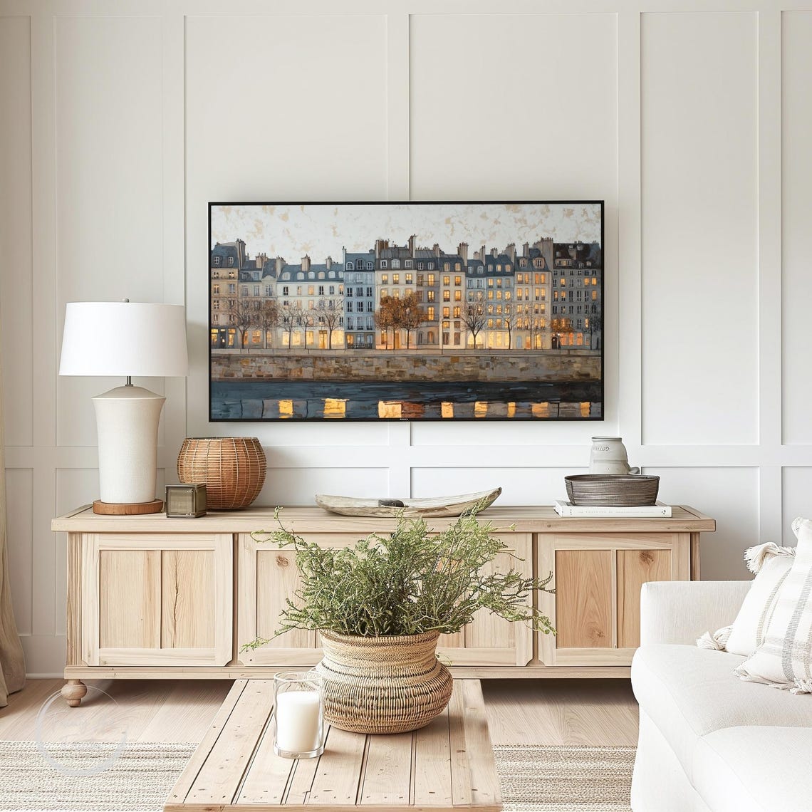 Paris Riverside Evening Glow Haussmann Architecture Wall Art - Image 3