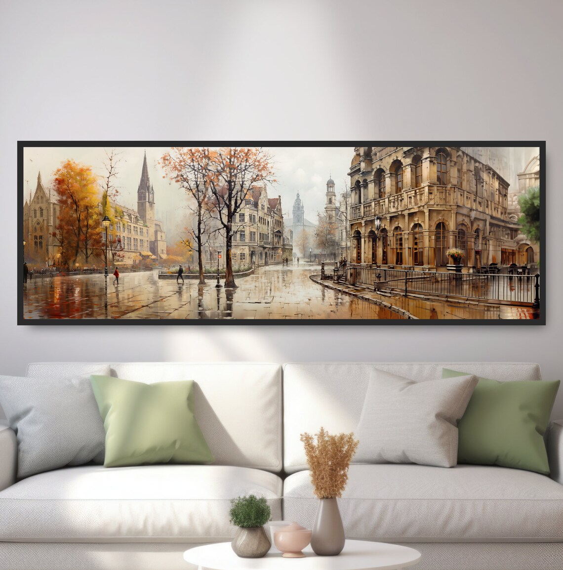 European Town Square Cityscape, Old World Europe Art Print