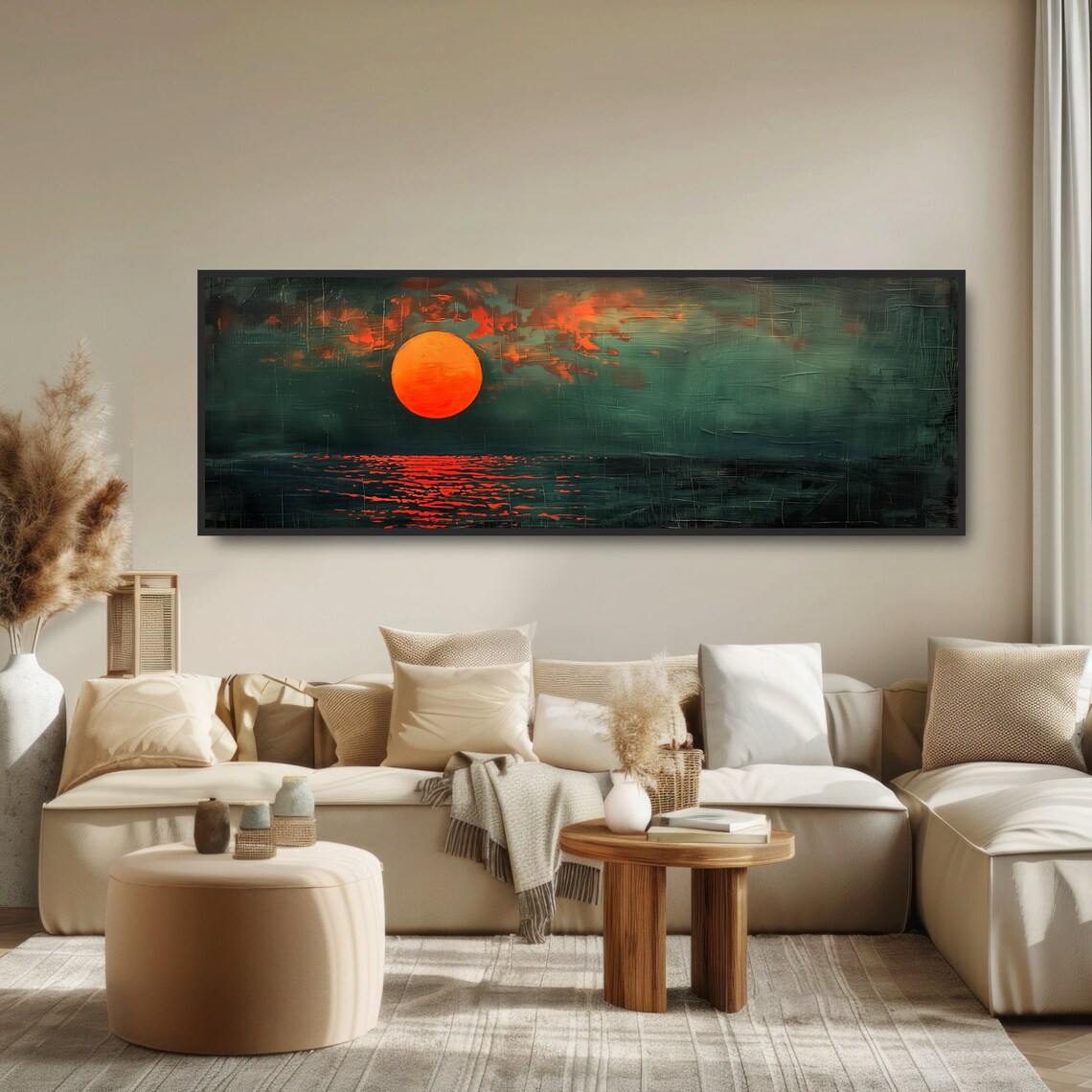 Vintage Sunset Over Ocean, Boho Sea Landscape - Image 5