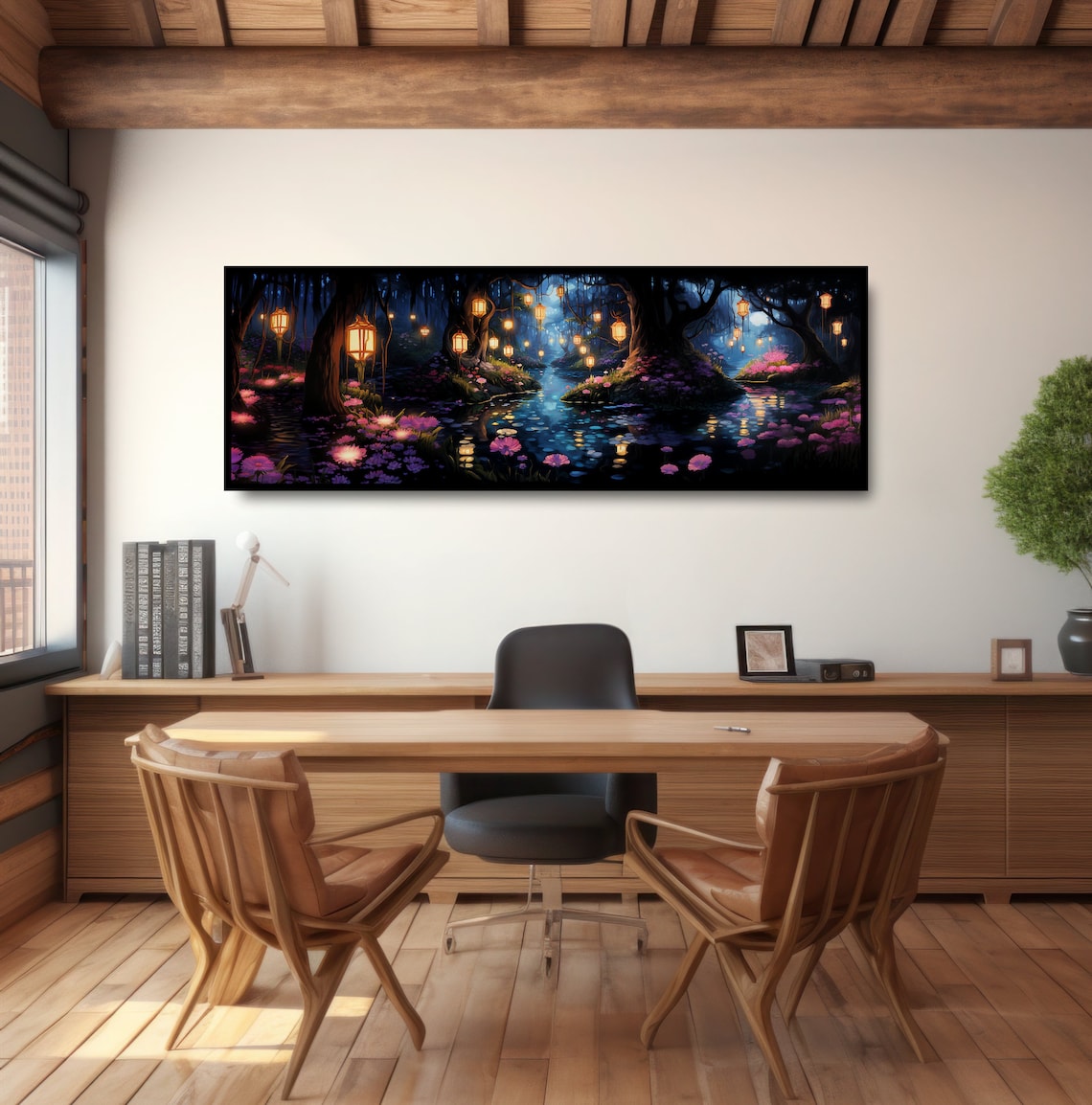 Enchanted Swamp Forest Fantasy, Lanterns Art Print - Image 3