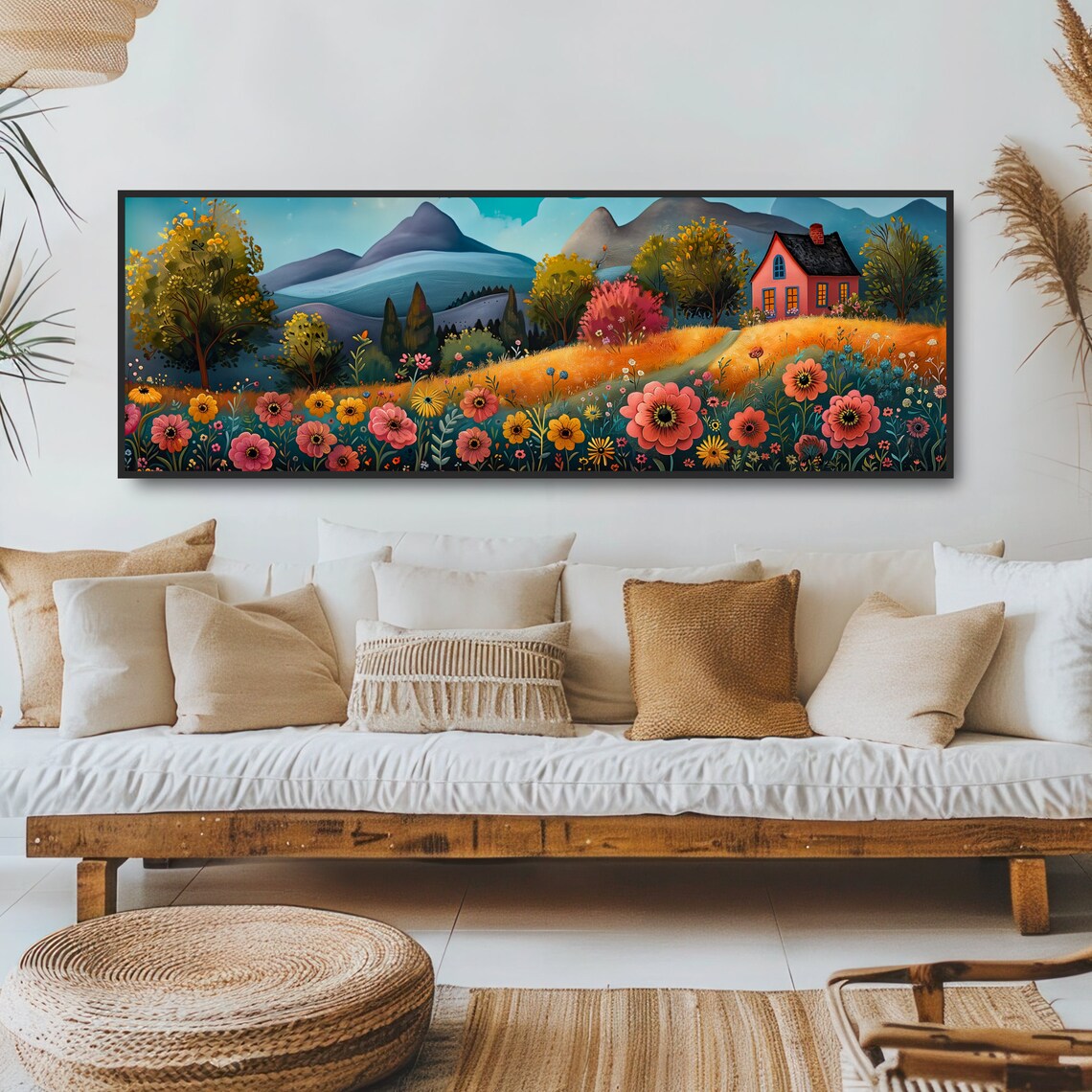 Whimsical Mountain Cottage Folk Art, Farmhouse Art Print - Image 5