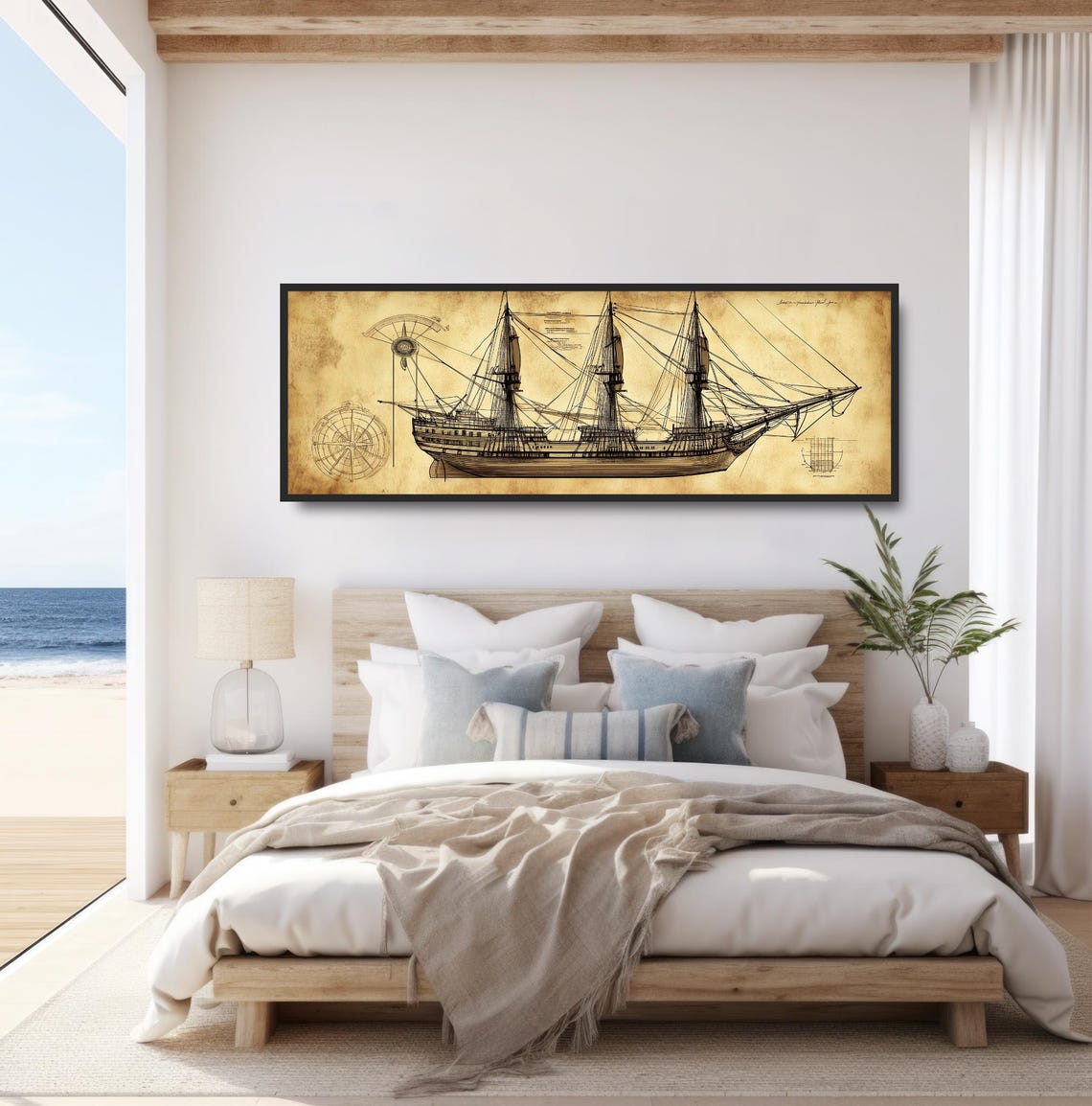 Vintage Tall Ship Blueprint Art Nautical Sailing Ship Diagram Print - Image 4