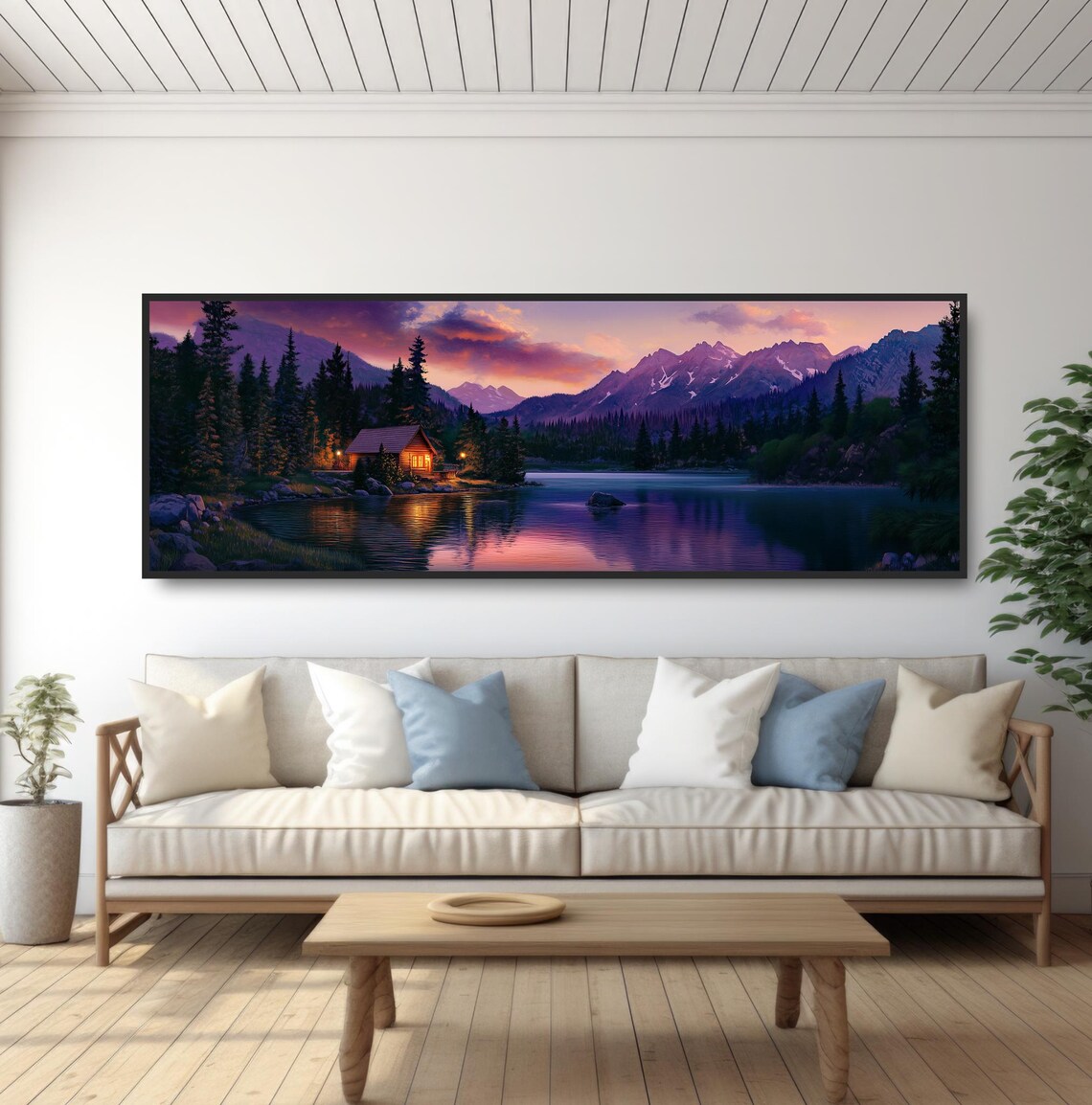 Lakeside Cabin Sunset, Mountain Lodge Wall Art Print - Image 5