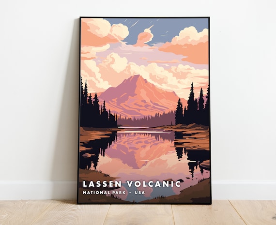 Lassen Volcanic National Park USA Sunset Mountain Lake Landscape Poster