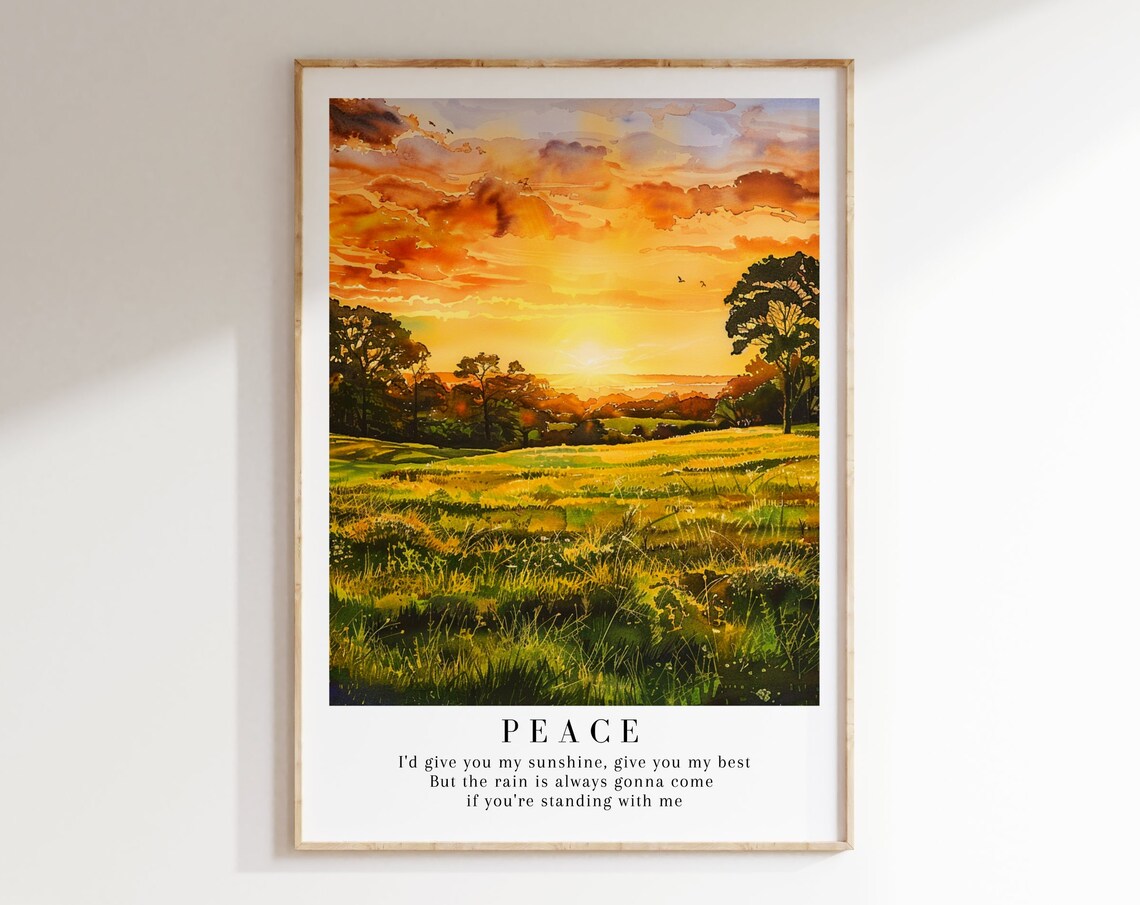 Peace Taylor Swift Sunset Meadow Watercolor Lyric Art Poster